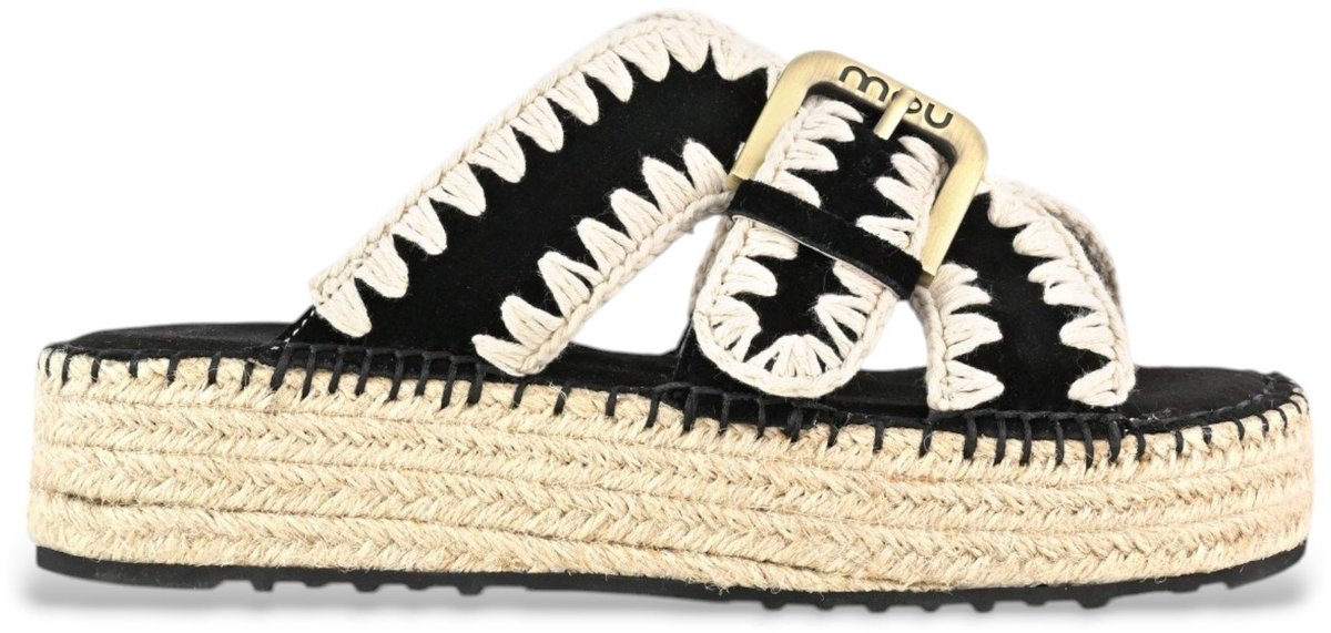 Mou Zwarte jute sandalen