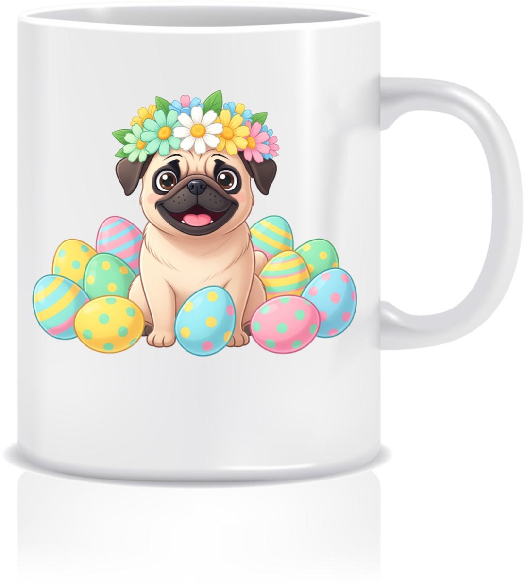 Schattige Pug Mok 330ml - Vrolijke Pasen!