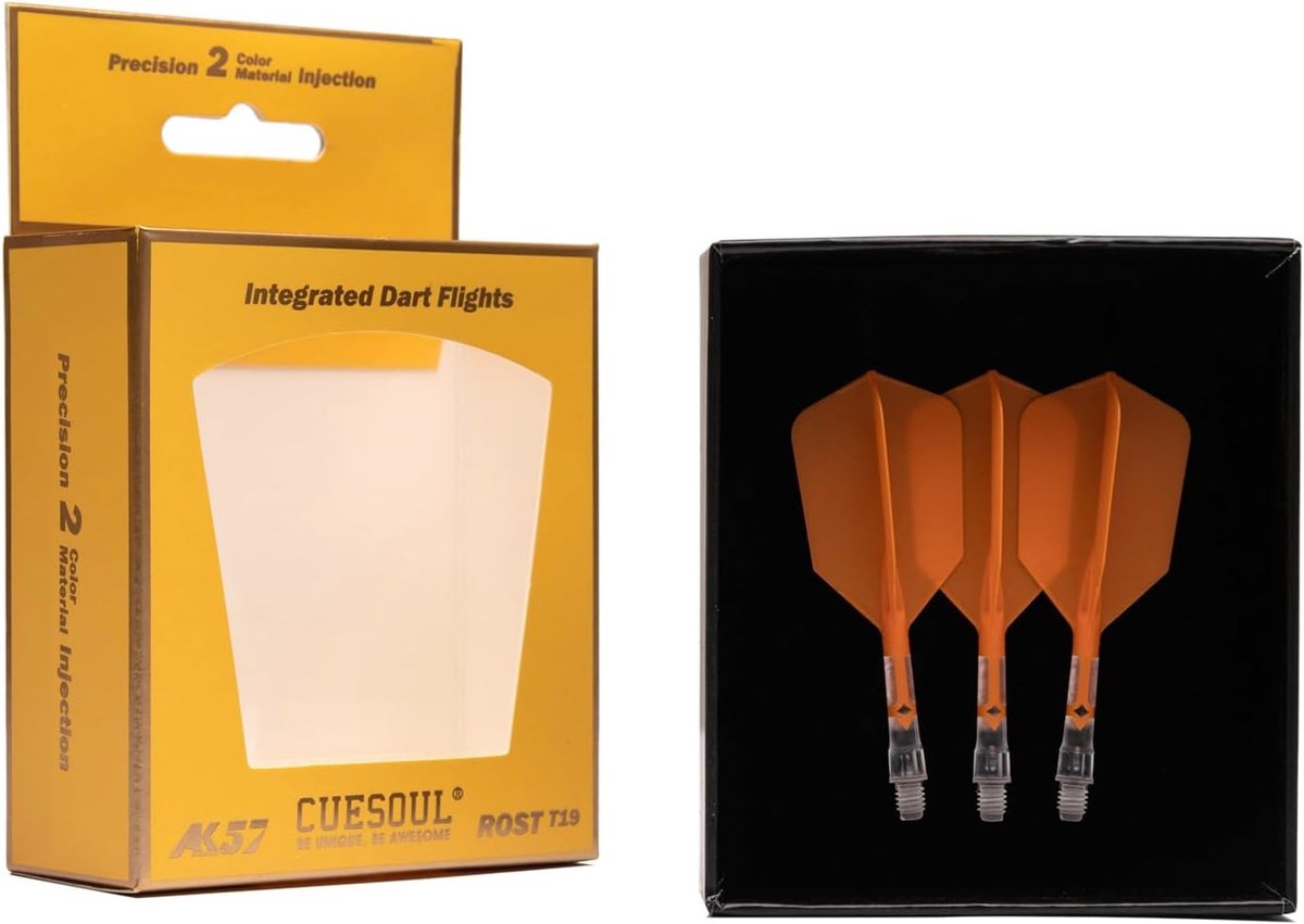 Dart Flight Set - Geïntegreerde Vlucht Schacht - Sneller Darten - Flexibel Duurzaam Ontwerp - S-64mm Slank - Oranje IJs