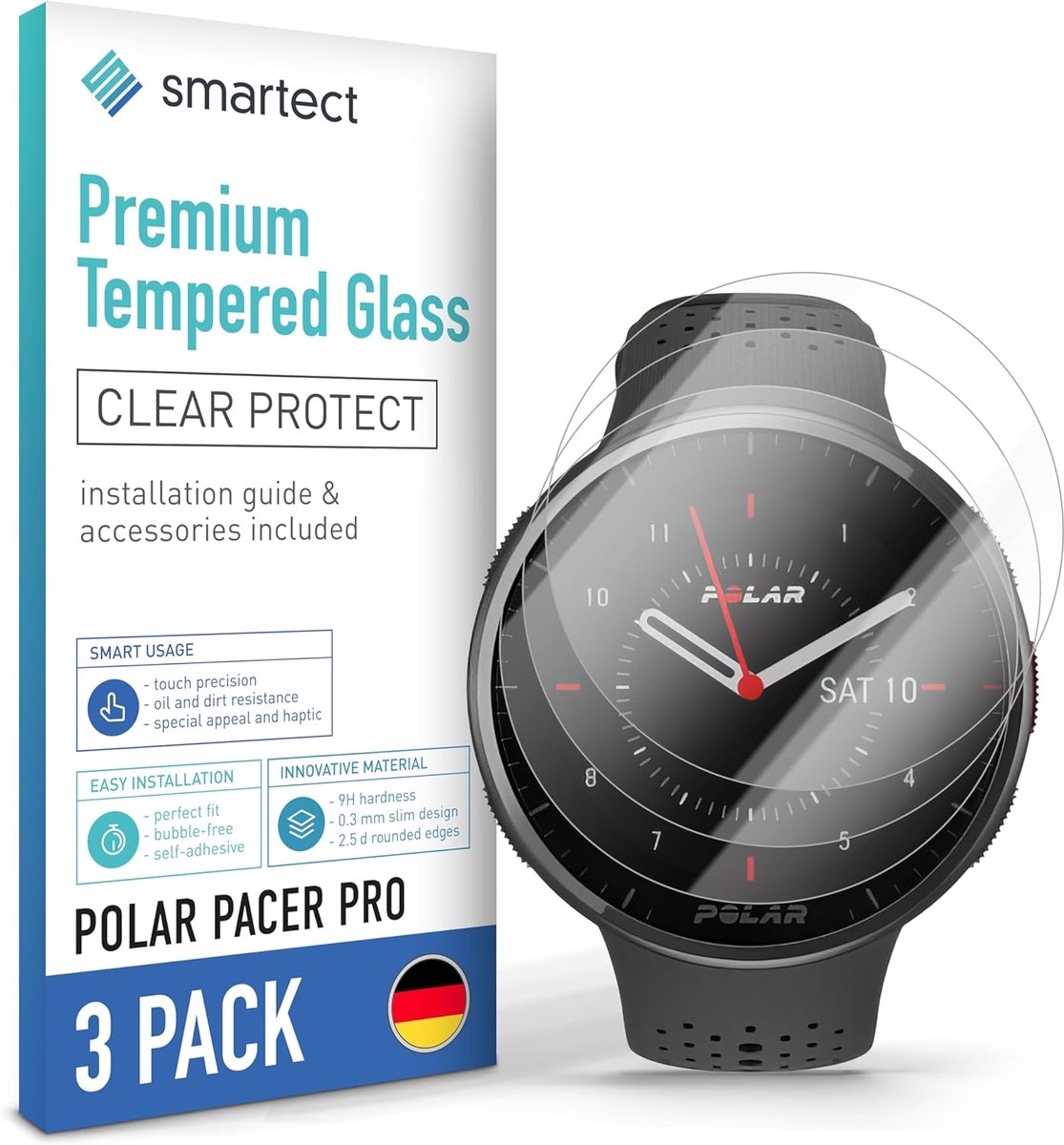 Schermbeschermer Glas - Beschermglas - Smartwatch Bescherming - 9H Hardheid - 3 Stuks - Transparant