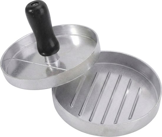 Foto: Hamburgerpers hamburgermaker rvs smash burger bbq en pan barbecue accessoires grillgroeven zilver