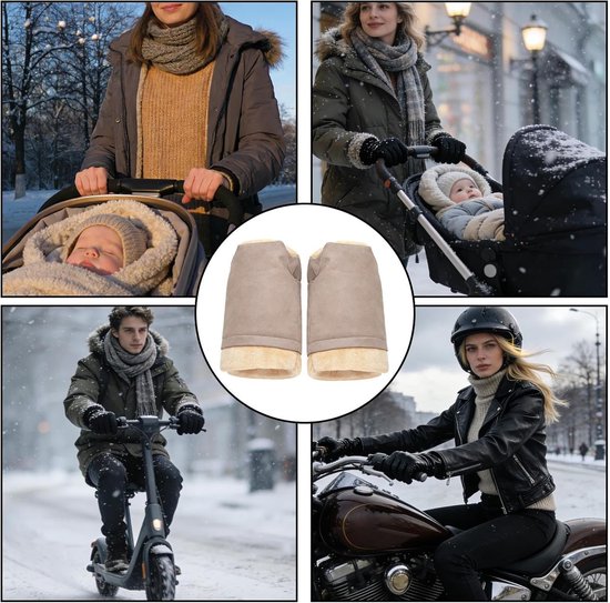 Kinderwagen Handschoenen - Wandelwagen Mof - Warm Blijven - Winddicht Fleece - 26 x 20 cm - Grijs van Merkloos — afbeelding 5