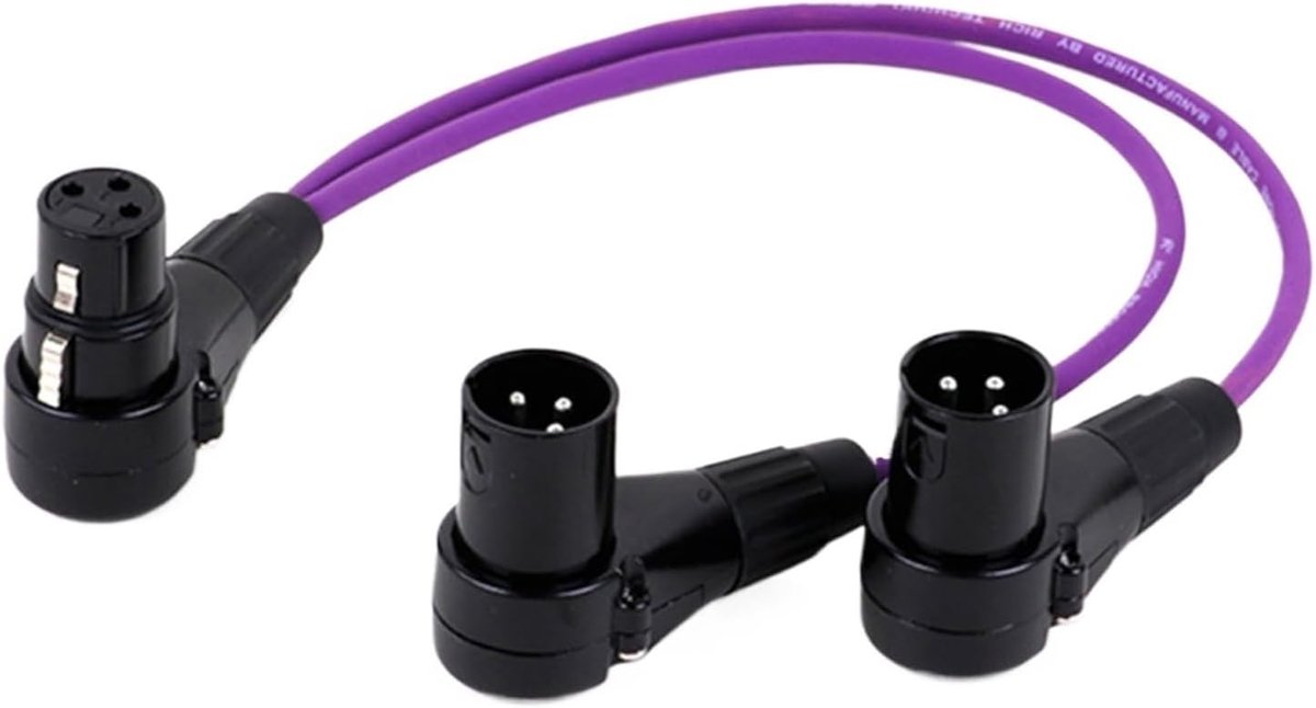 Audio Adapterkabel - Y Kabel - Signaal Overdracht - Haakse XLR Aansluiting - 0.2 Meter - Paars