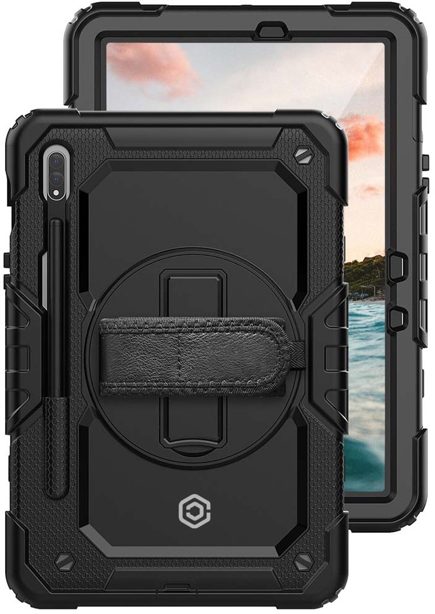 Casecentive Handstrap Pro Hardcase met handvat Galaxy Tab S8 Plus zwart