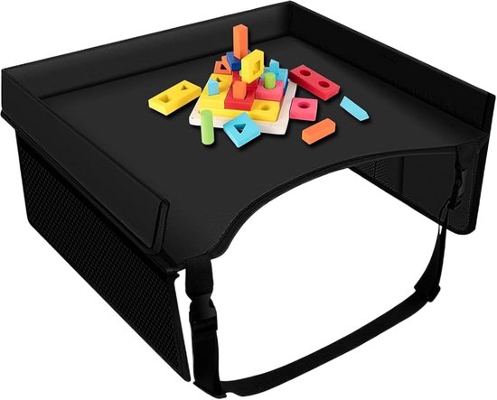 Foto: Reistafel kinderen schoottafel auto kind vermaak onderweg verstelbare riem tas 40x32x20 cm zwart