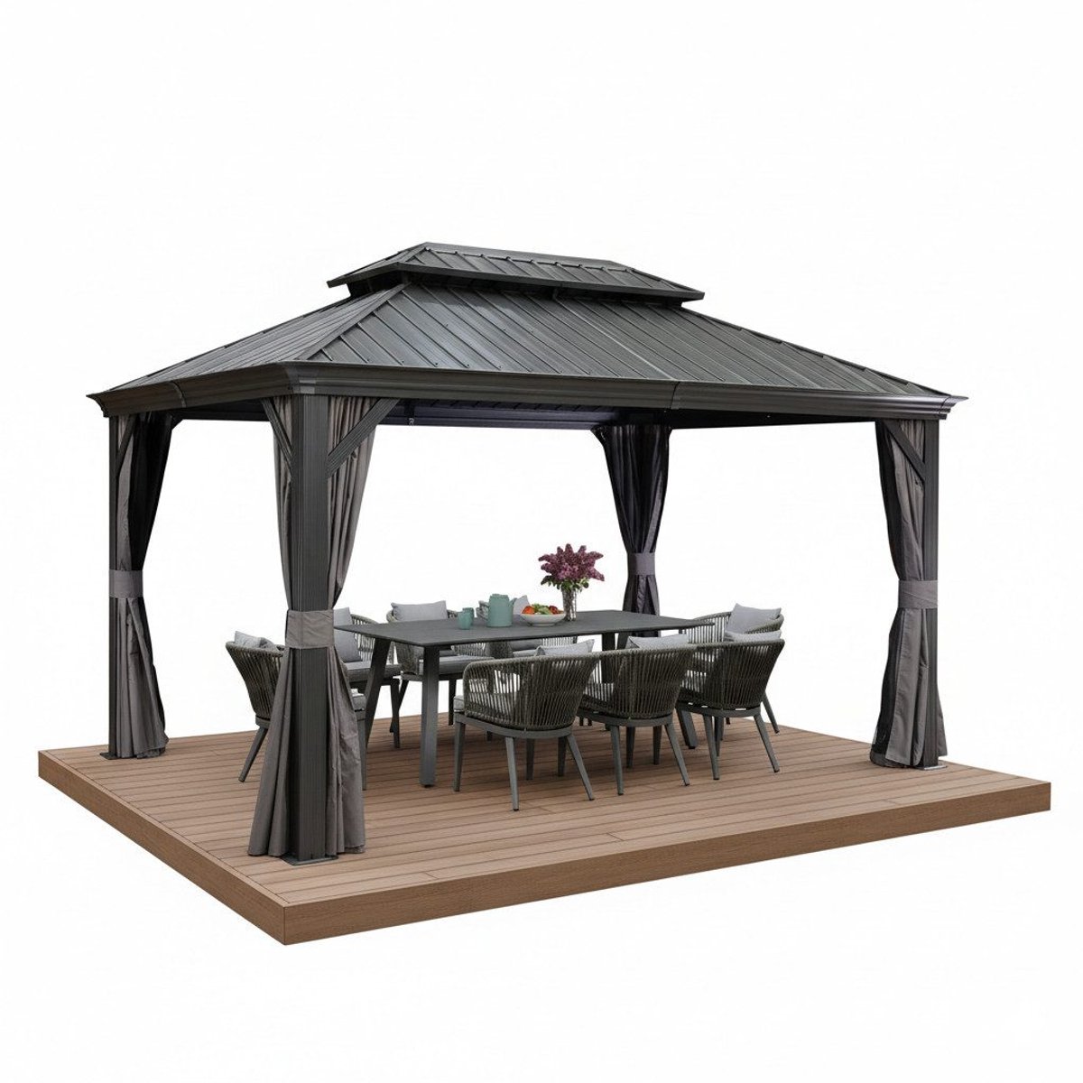 Purple Leaf Hardtop pavillon 4,25 x 3 m - gris luxe