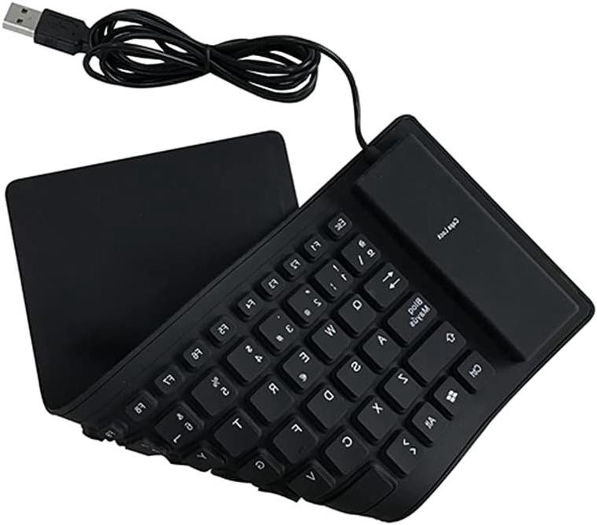USB Toetsenbord Silicone Spaans 84 Toetsen Draagbaar Waterdicht Stofdicht Zwart