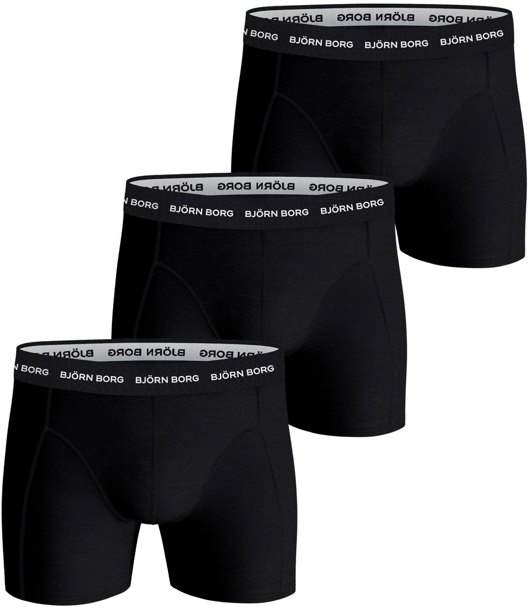 Björn Borg Cotton Stretch Boxershort Heren Zwart Smalle Band - 3 stuks - Heren onderbroeken - Katoenen Boxer - Maat XXL
