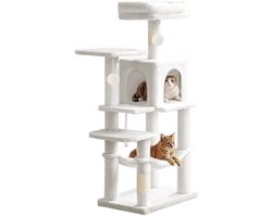 Feandrea - Krabpaal - Kattenboom - Voor Katten - 4 Krabpalen - 2 Plateaus - 1 Hangmat - 1 Huisje