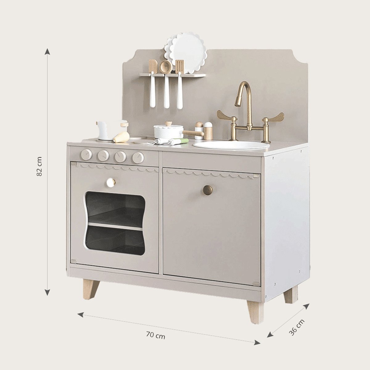 Petite Amélie Speelkeuken Sorbier - Kinderkeuken incl. 13-delige keukenset - H 82 cm — afbeelding 2