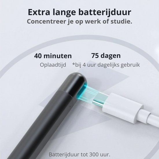 TRANSNECT Stylus Pen voor eReader - Geschikt voor Kobo Libra Colour, Kobo Sage, Kobo Elipsa en Kobo Elipsa 2E - Oplaadbaar - Zwart van Merkloos — afbeelding 4