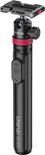 Zwarte Ulanzi MT-44 B selfiestick/statief met rode ring en knop. Afneembare Bluetooth afstandsbediening in handvat.