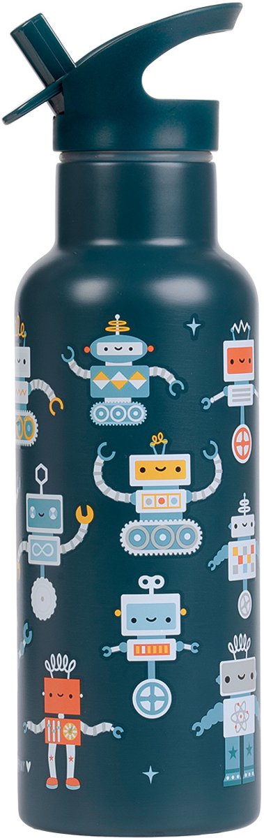A Little Lovely Company - XL Dubbelwandige RVS drinkfles thermos - Robots
