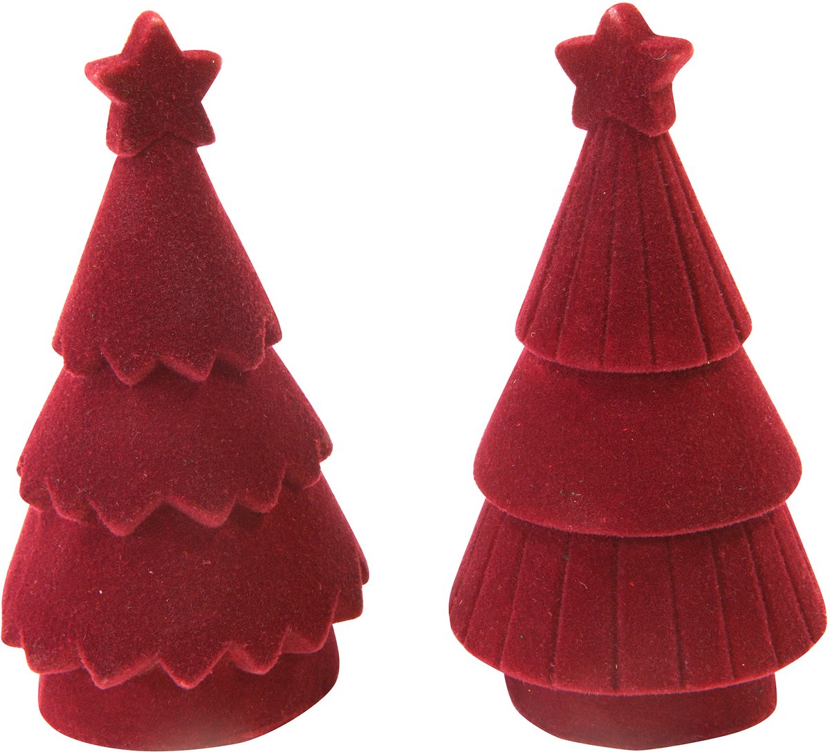 HOBI - Kerstboom van hars met dieprood fluweeleffect 11 cm, chique decoratie