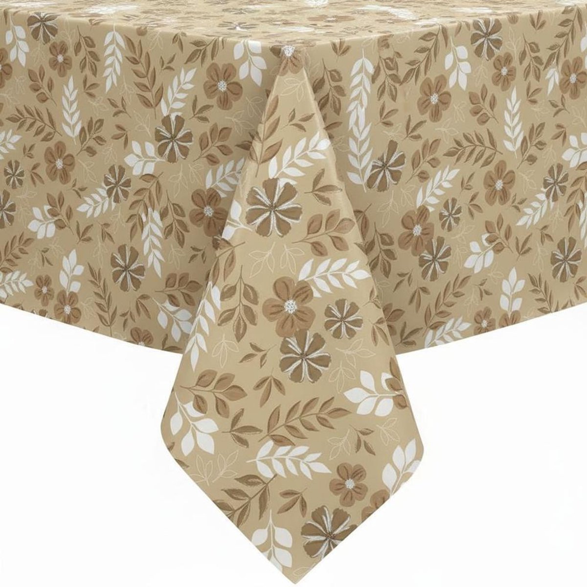 Protecttable - Tafelzeil Blad en Bloem Beige 140x200cm - Tafelkleed Afwasbaar - Kunststof