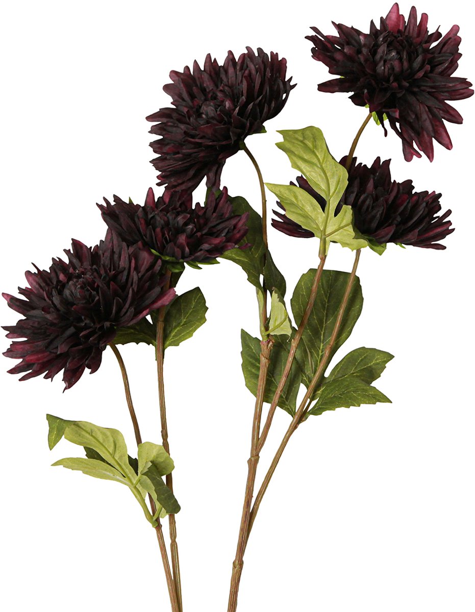 Kunstbloemdahlia met 5 bloemen in bordeauxrood 105cm