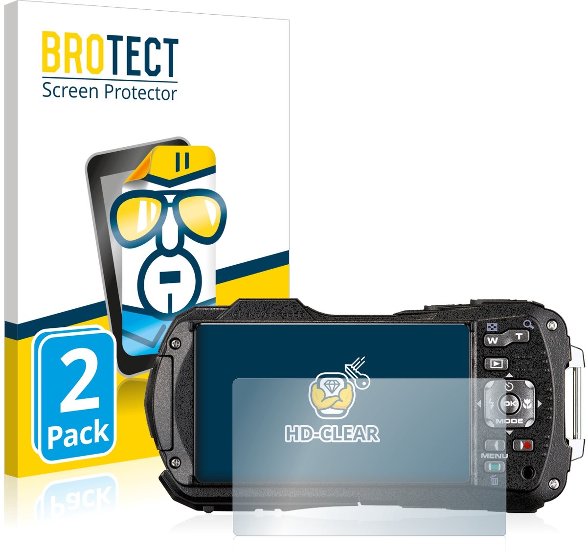 BROTECT - Screenprotector voor Ricoh WG-80 - Folie Beschermfolie transparant 2 Stuks