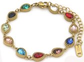 Armband - RVS - kristallen - 16-21 cm - multicolor