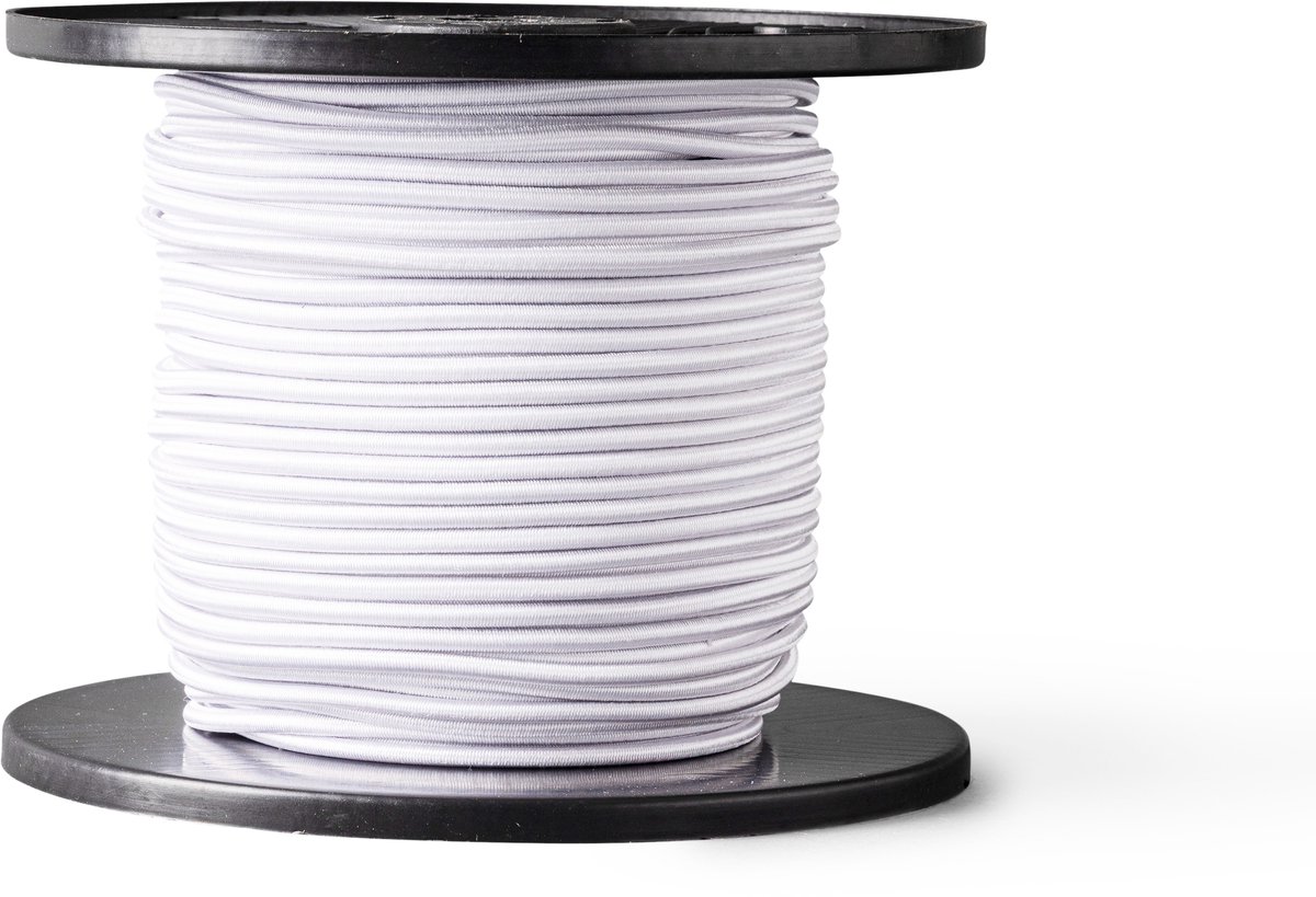 SNURO Elastisch rond touw (4mm, 100M, wit) - Professionele kwaliteit - Weerbestendig en herbruikbaar - Breekkracht 40kg