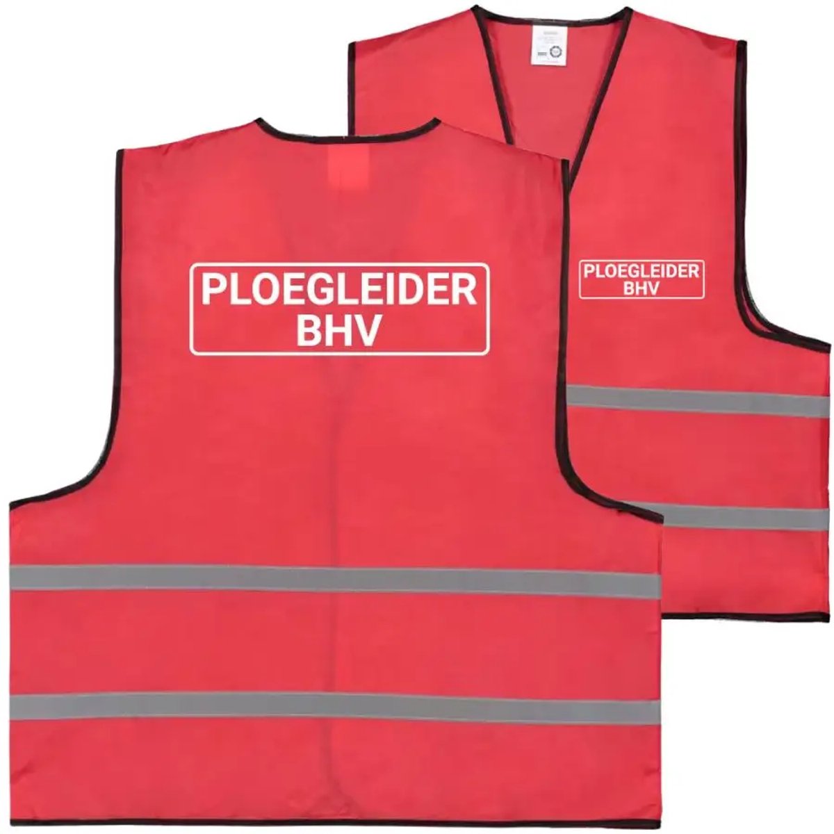 Ploegleider BHV hesje rood | voor- en achterkant bedrukt