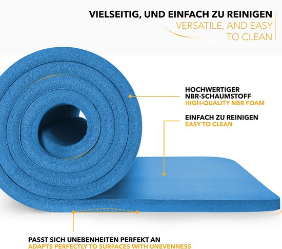 Yoga mat Blauw 1 cm dik pilates, aerobics van Tectake — afbeelding 3