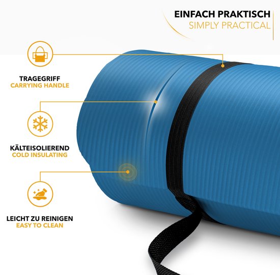 Yoga mat Blauw 1 cm dik pilates, aerobics van Tectake — afbeelding 2