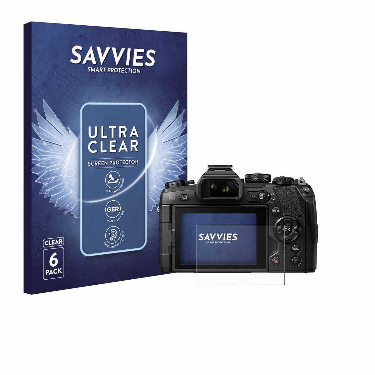 Savvies - Screenprotector voor Olympus OM-D E-M1 Mark II / Mark III - Folie Beschermfolie transparant 6 Stuks