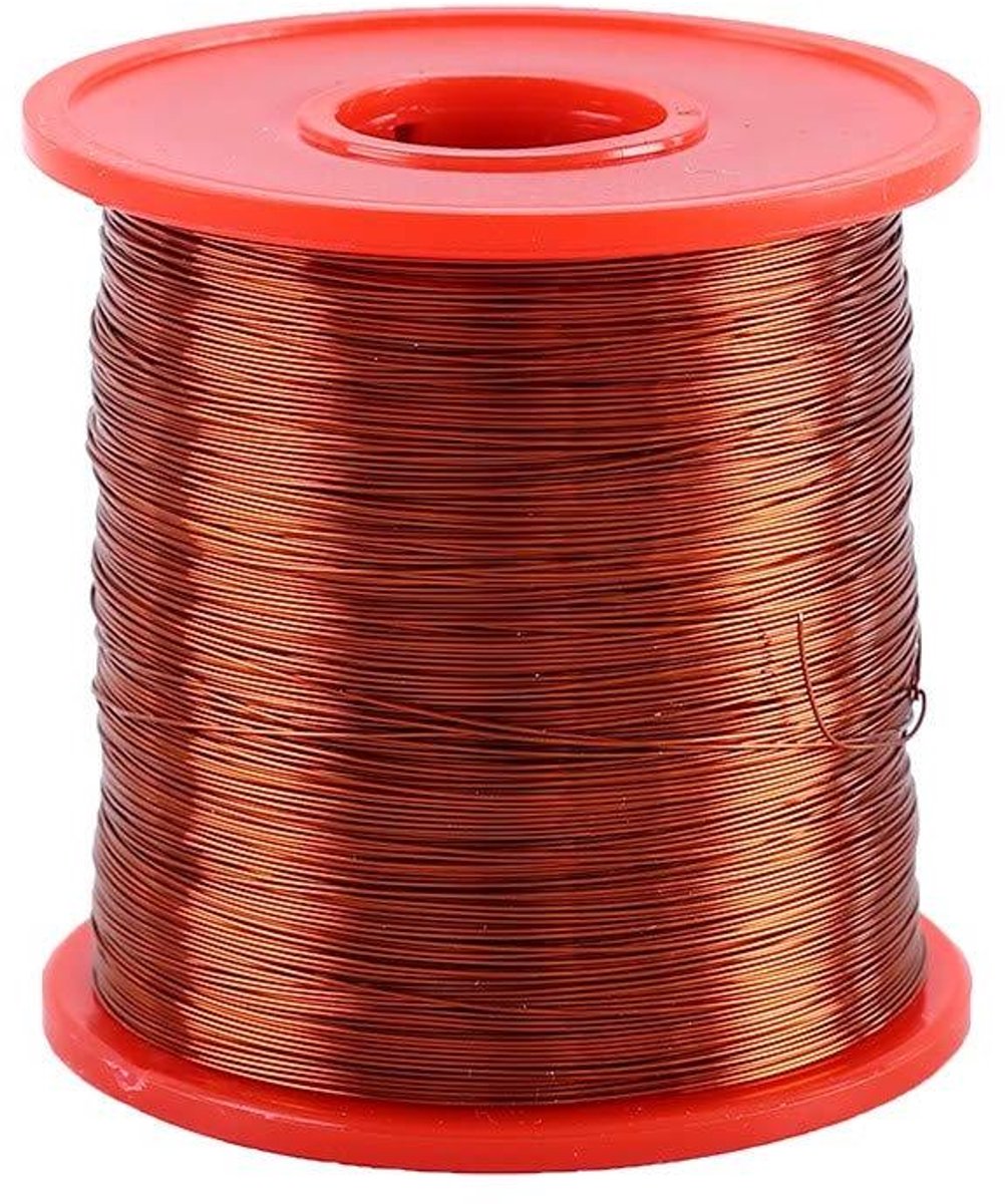 Allecto- Elektromagnetische draad - Koperdraad - Polyurethaan - Geëmailleerd - Spoel - Transformatordraad - Inductie - Geschikt voor transformatoren - Koperdraad 0,33 mm 500 g 2UEW polyurethaan elektromagnetische draad met polyurethaan coating.