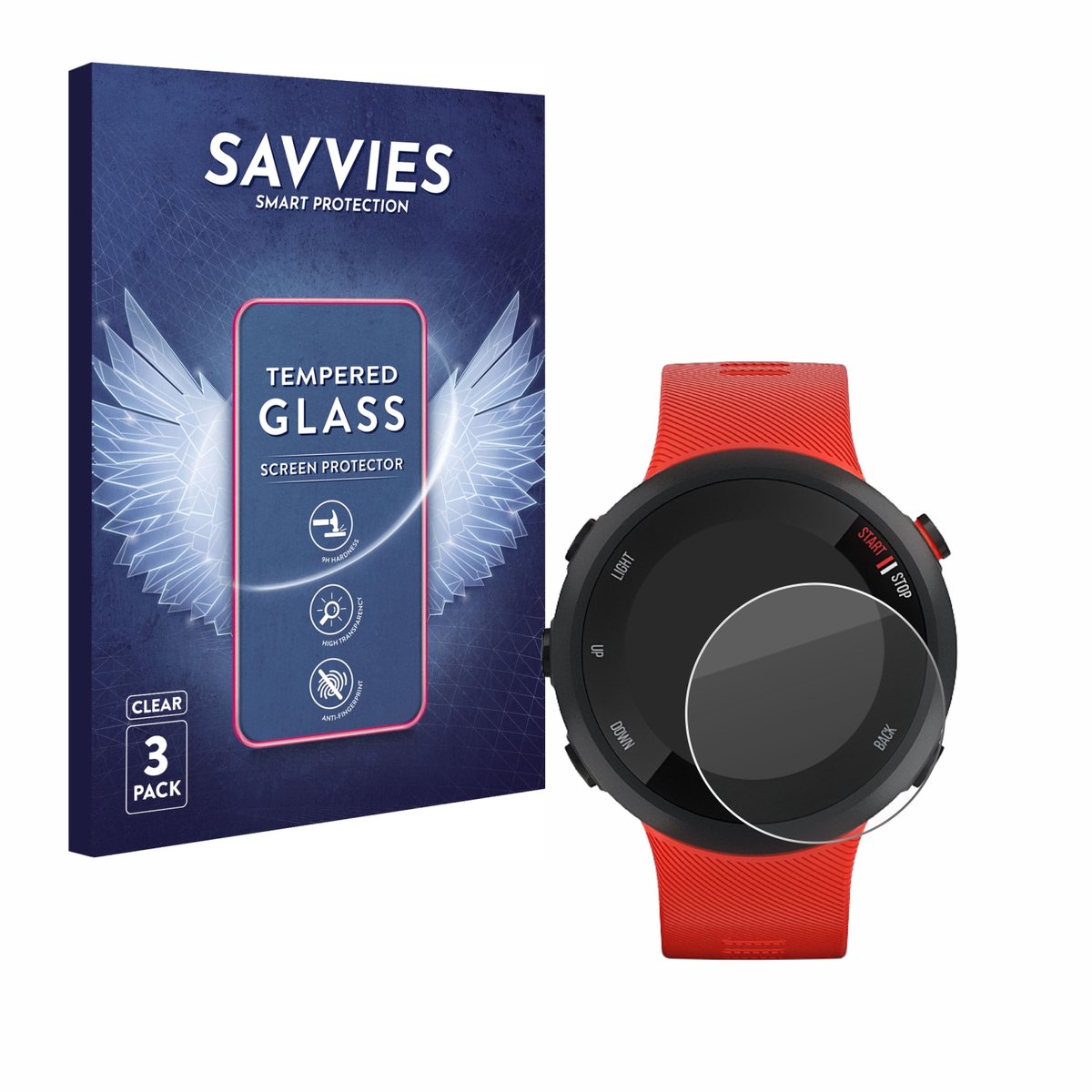 Savvies - Glas Screenprotector voor Garmin Forerunner 45 - Gehard Beschermglas 9H 3 Stuks