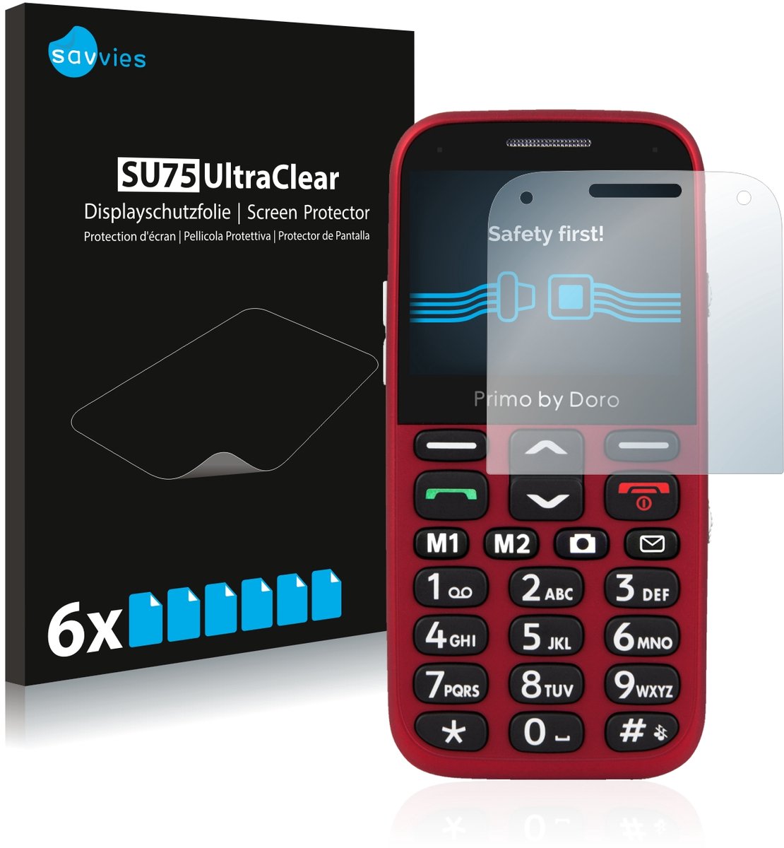 Savvies - Screenprotector voor Doro Primo 366 - Folie Beschermfolie transparant 6 Stuks