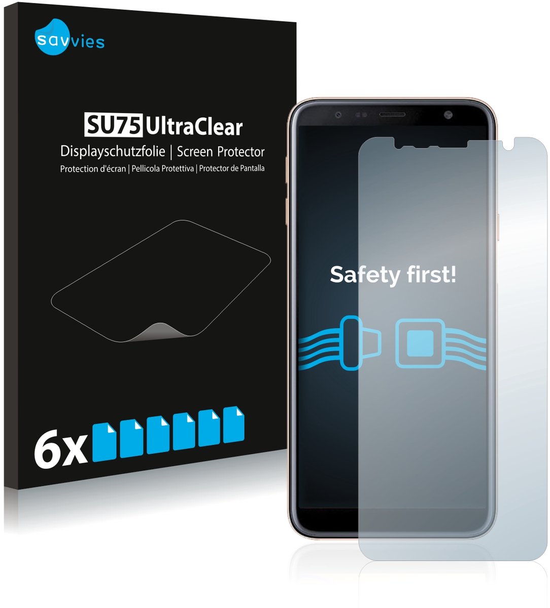 Savvies - Screenprotector voor Samsung Galaxy J4 Plus / J6 Plus - Folie Beschermfolie transparant 6 Stuks