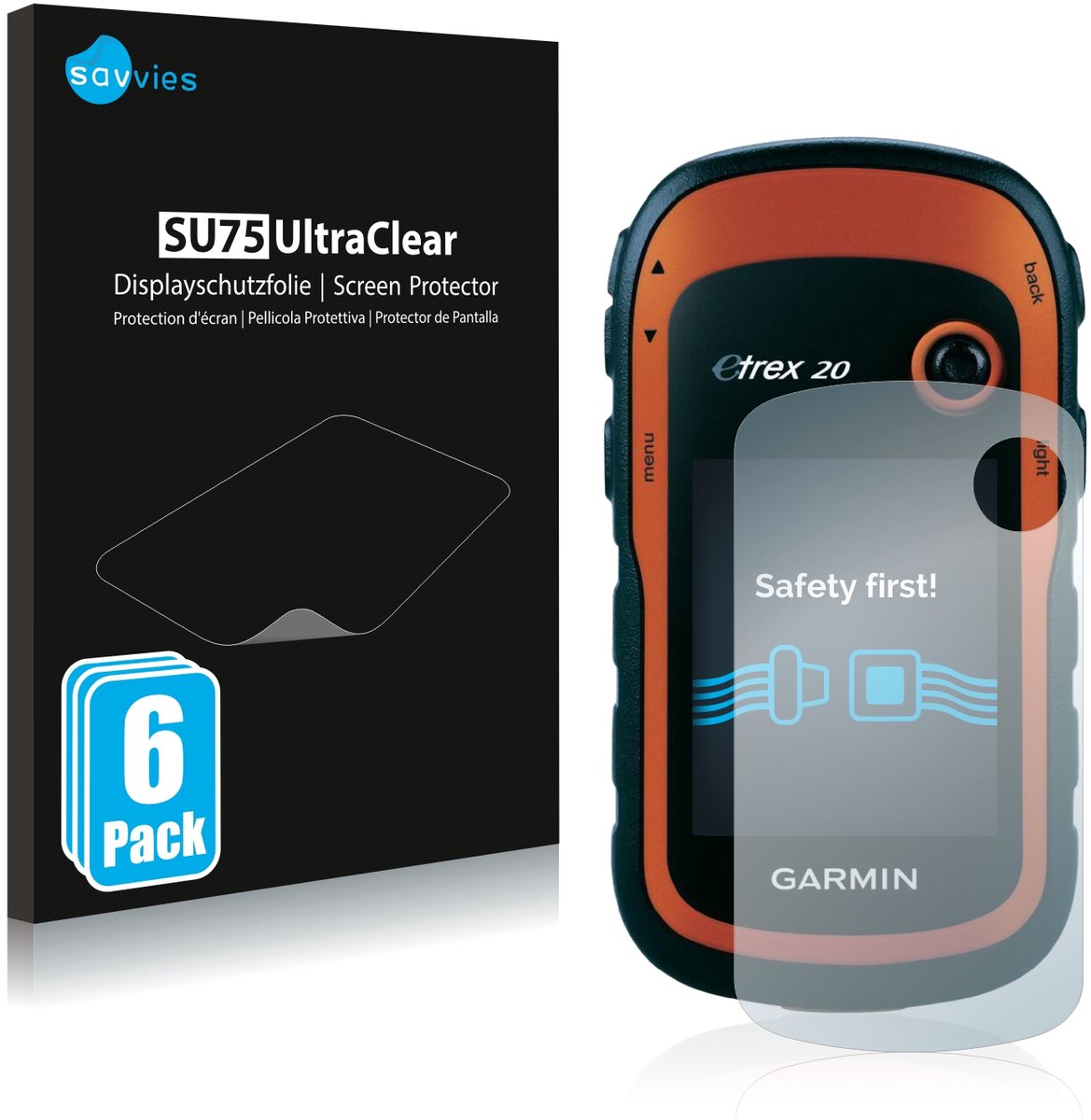 Savvies - Screenprotector voor Garmin eTrex 20 - Folie Beschermfolie transparant 6 Stuks