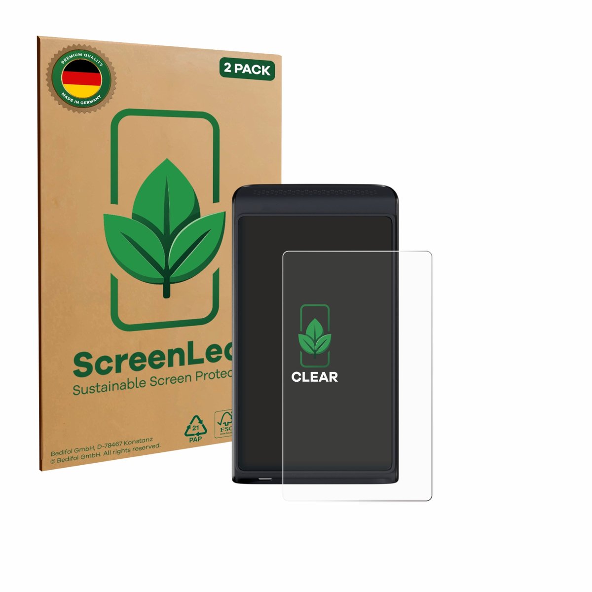 ScreenLeaf - Screenprotector voor Vasco Translator Q1 - Duurzame schermbescherming Folie Beschermfolie transparant 2 Stuks