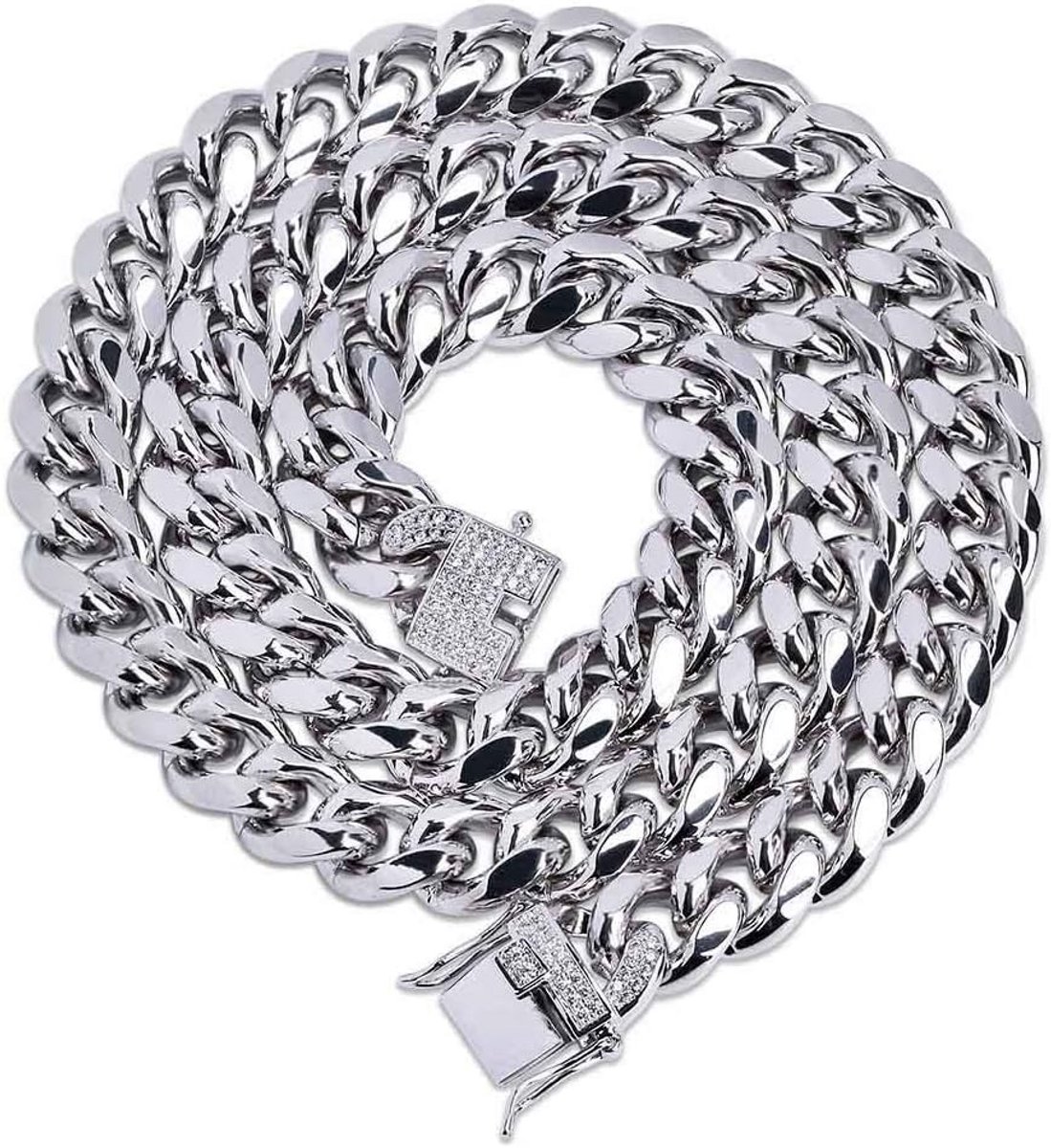 Gouden Cubaanse Halsketting met Zirkonia Sluiting - 12mm Breed, 18K Verguld