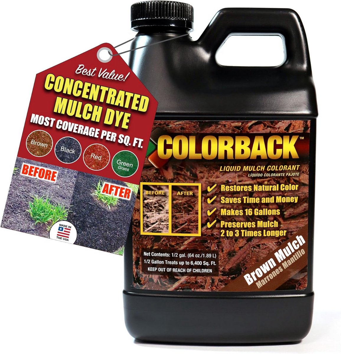 Bodemverbeteraar en Kleurmiddel voor Mulch 1/2 Gallon Bruin