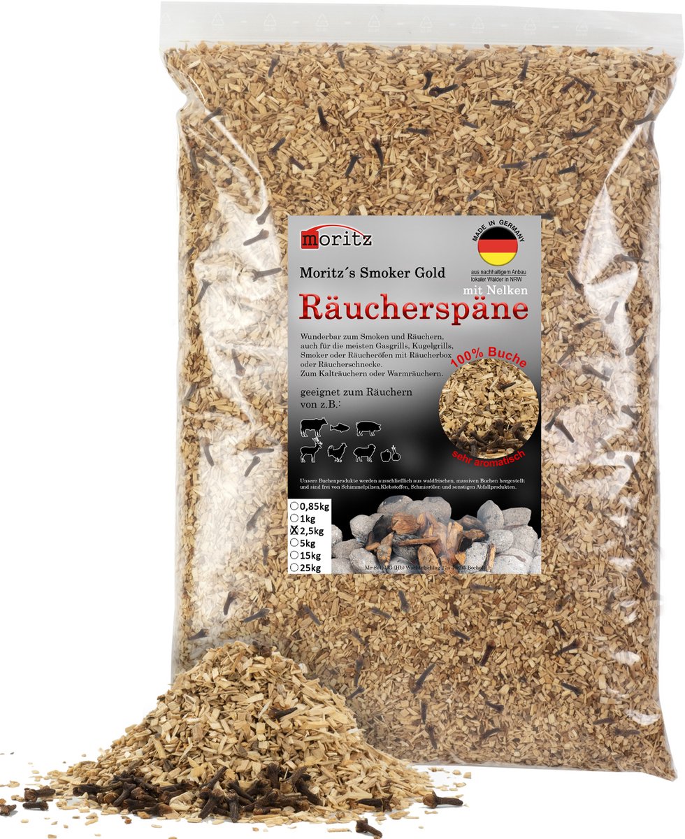 Rookspaanders beuk met kruidnagel fijn 0,75-2 mm 2,5 kg