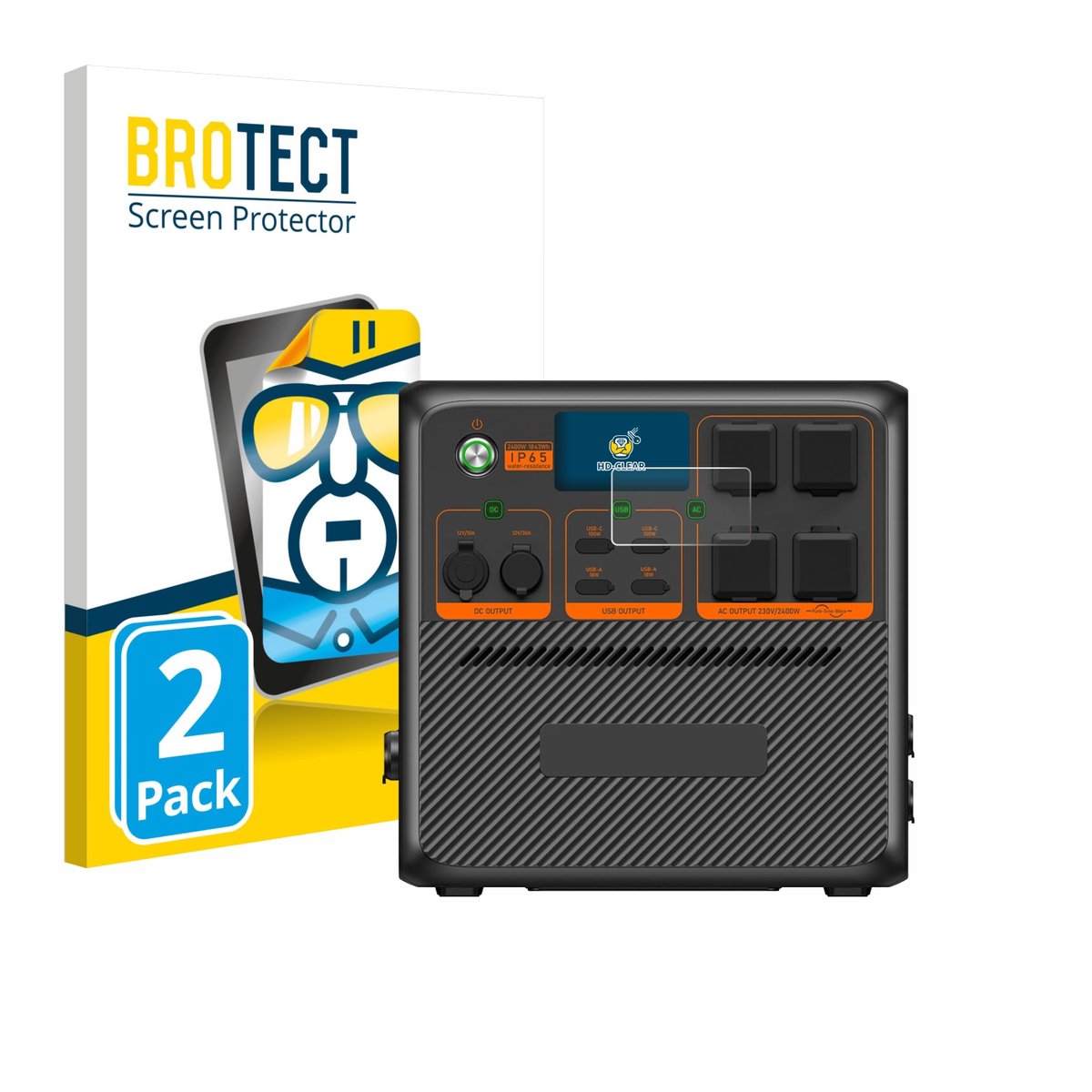 BROTECT - Screenprotector voor Bluetti AC240P - Folie Beschermfolie transparant 2 Stuks