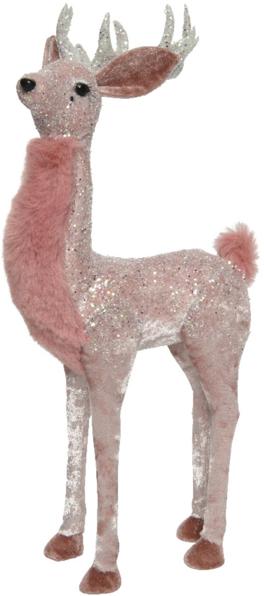 KAEMING B.V. - Mooie roze hert decoratie 30 cm glitter sprookjesachtig