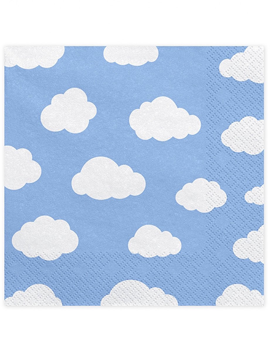 PartyDeco - Servetten wolken 20 stuks