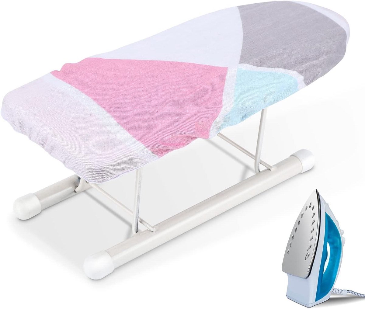 Allecto - Strijkplank - Opklapbaar - Geometrie - Draagbaar - Voor hobbykamer - Kleur rood - Geschikt voor alle merken strijkijzers - Opvouwbaar tafelblad strijkplank, Kleine strijkplank, handig voor huishouden.