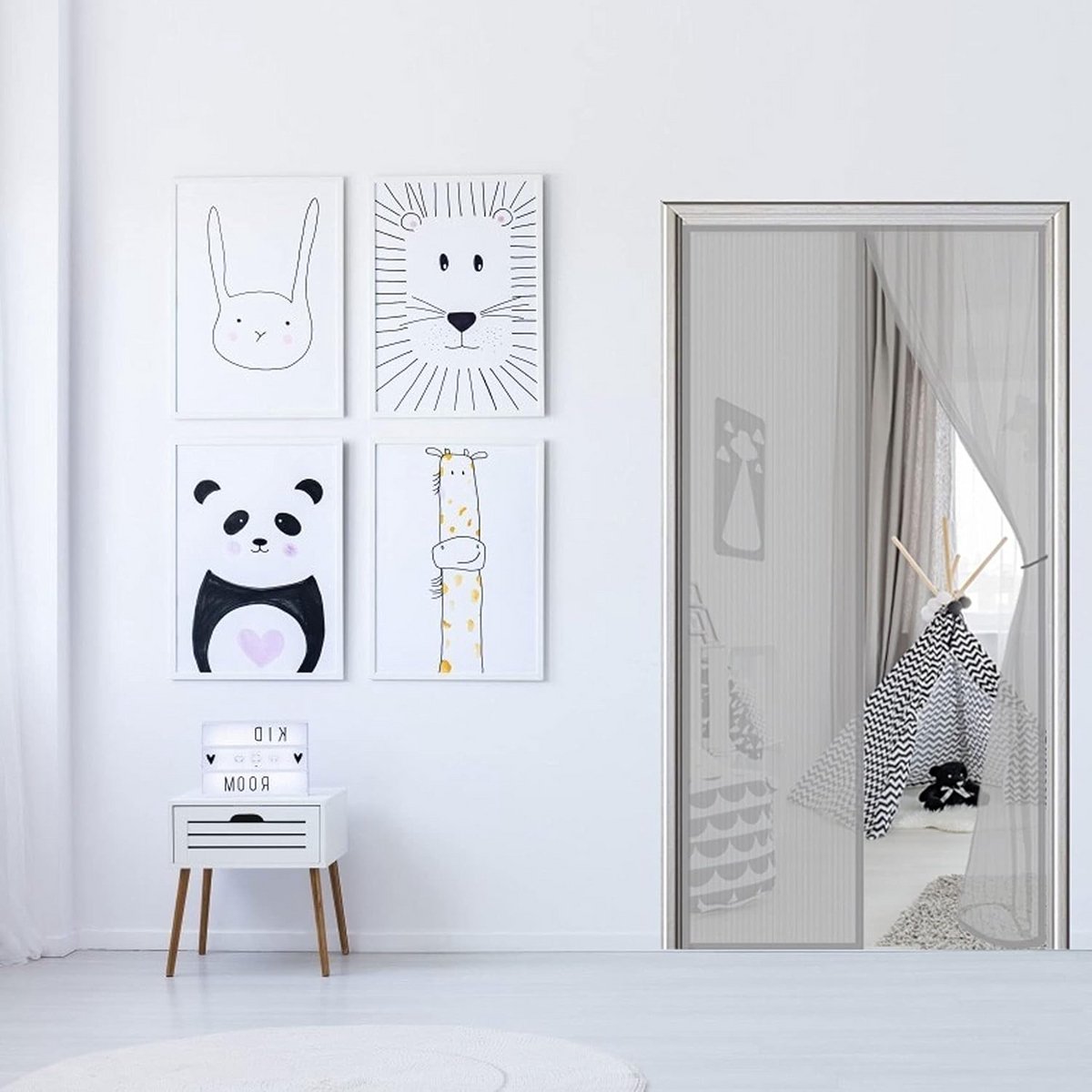 Magnetische Vliegengaas-deur 110x220 cm - Zelfklevend, Automatisch Sluitend, Geen Boren - Geschikt voor Huisdieren en Kinderen - Grijs