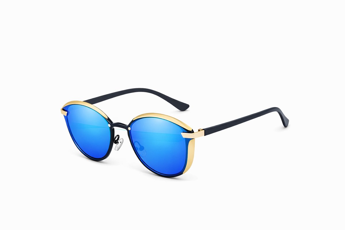 kingseven Cat Eye - Dames zonnebril met UV400 en polarisatie filter | Cateye | Goud Blauw montuur