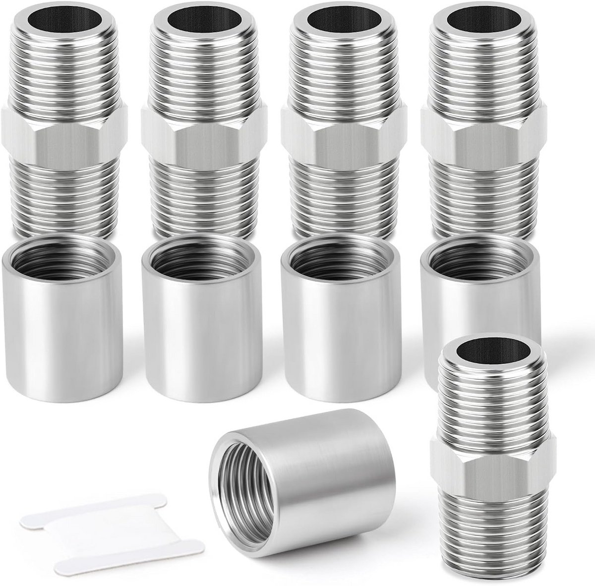 10 Stuks 304 RVS Buisverbinding Zeskantnippel Koppeling 1/2 BSP Draad voor Water Gas Olie
