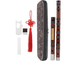 Allecto- Bamboefluit voor Kinderen - 8 Jaar - Bittere Bamboefluit - Chinese Fluit Dizi met Draagtas - Geschikt voor Beginners - Natuurlijk Hout - Fluitinstrument met Etui.