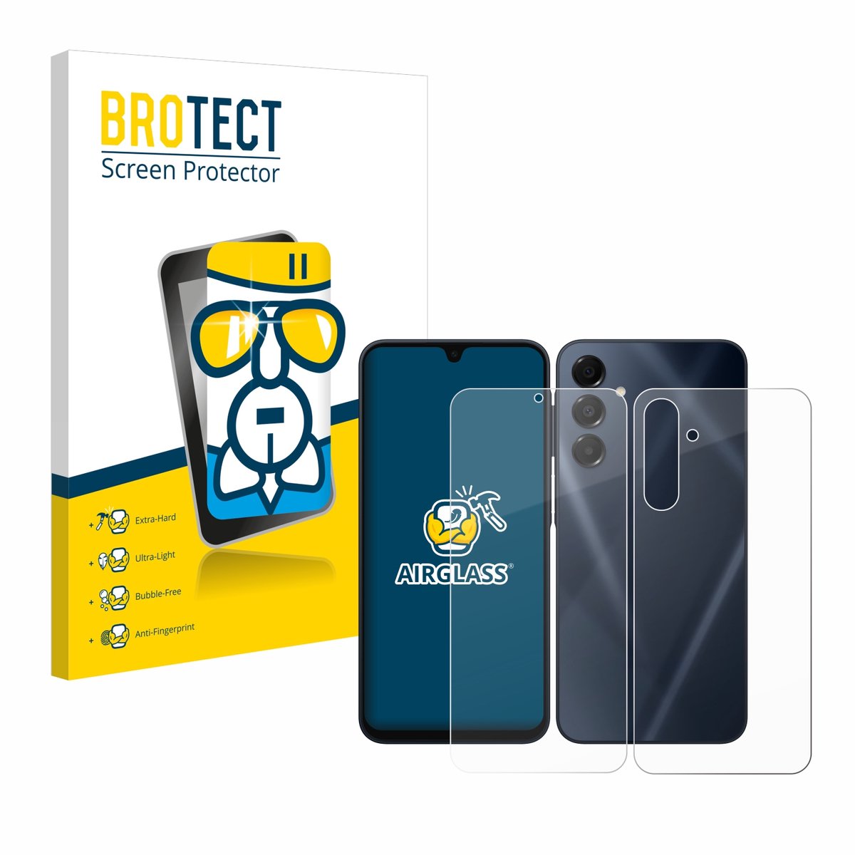Screenprotector voor Samsung Galaxy A16 5G (Voor+Achter) Beschermglas transparant