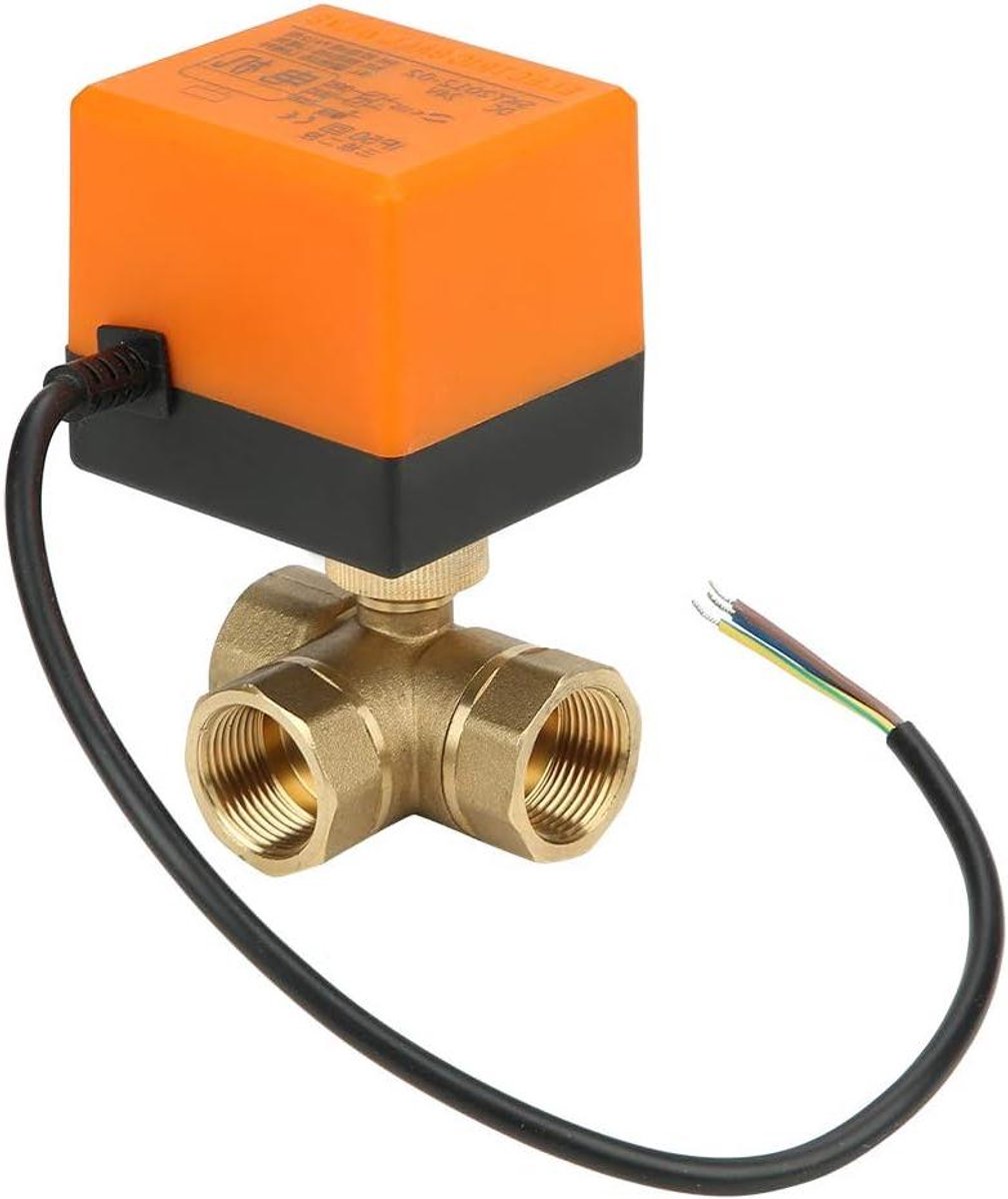 Allecto- Gemotoriseerde Kogelkraan - Roestvrij staal - DN20 - 3-weg - 304 Messing - Gemotoriseerde Kogelklep voor Airconditioner - Elektrisch bediend - Geschikt voor Airco - Zilverkleurig DC 24V.