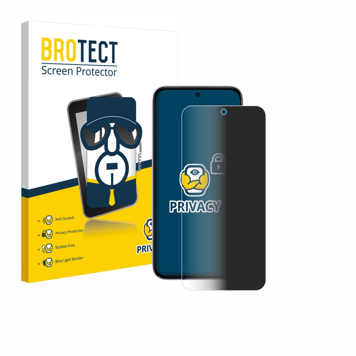 BROTECT - privacy screenprotector voor Vivo Y500i - Folie Beschermfolie Blauwlichtfilter