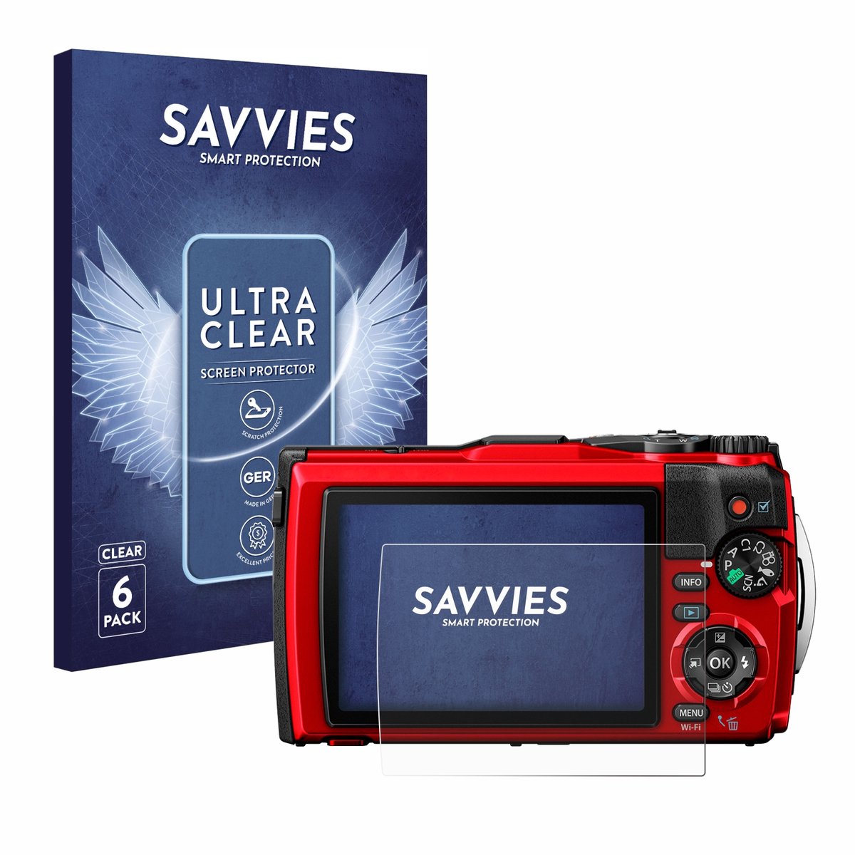 Savvies - Screenprotector voor Olympus Tough TG-6 - Folie Beschermfolie transparant 6 Stuks
