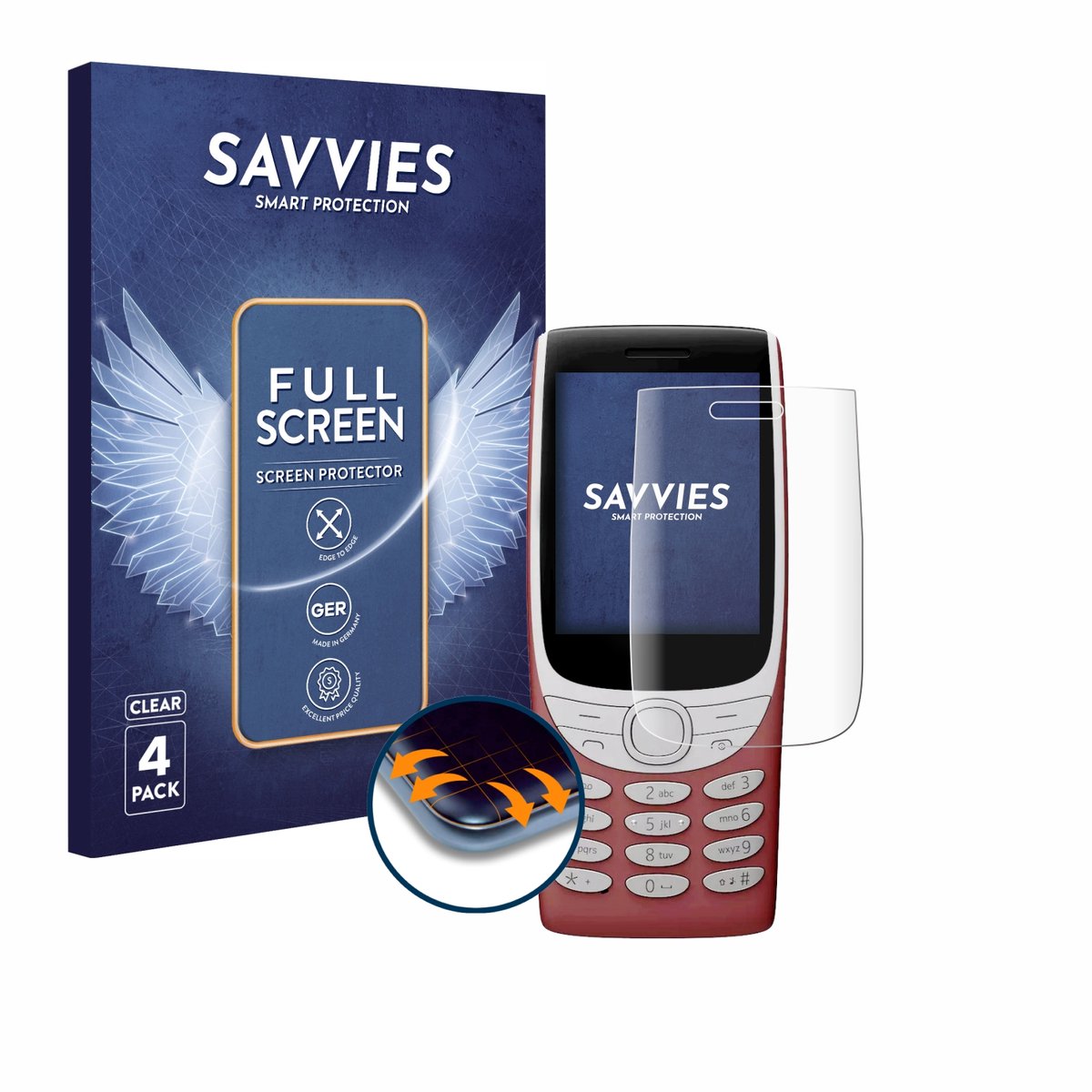 Savvies - Screenprotector voor Nokia 8210 4G - Folie Beschermfolie transparant volledig dekking 4 Stuks