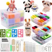 Naaldvilten - 64-Delig Starterset - 36 kleuren wol -Needle Felting Pakket - Knutselen Voor Beginners En Gevorderde - Naald Vilt - Sinterklaas Cadeautjes - Viltnaalden starters set - Naaldvilten / Wolvilten